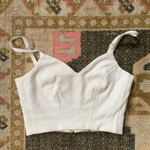 Babaton White Zip up Cropped Tank Top.